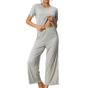 Light Grey Ankle Crop Pajama Pants Size XS